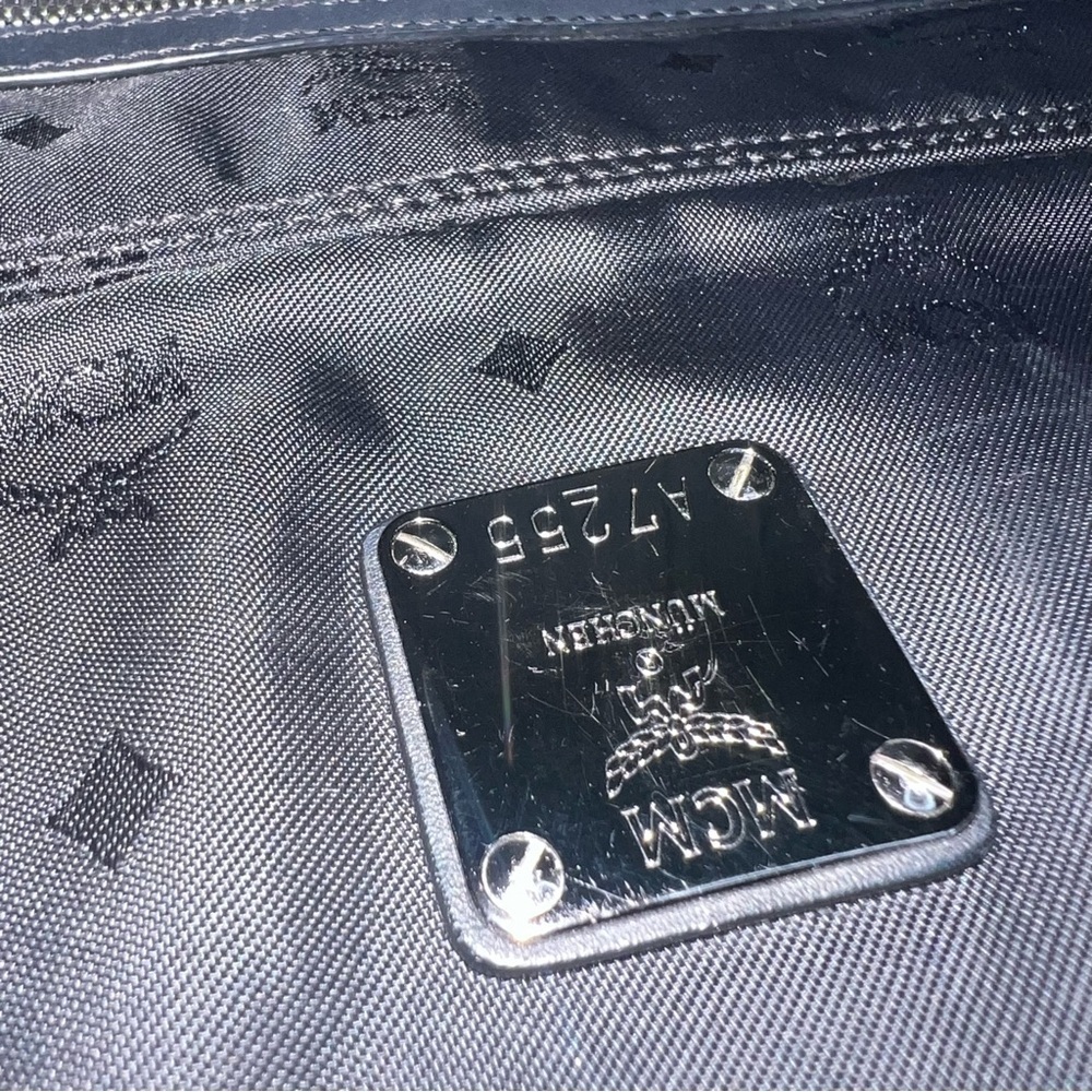 MCM Stark Backpack Black Nylon Logo Print Medium Unisex Designer Travel Bag - Picture 14 of 16